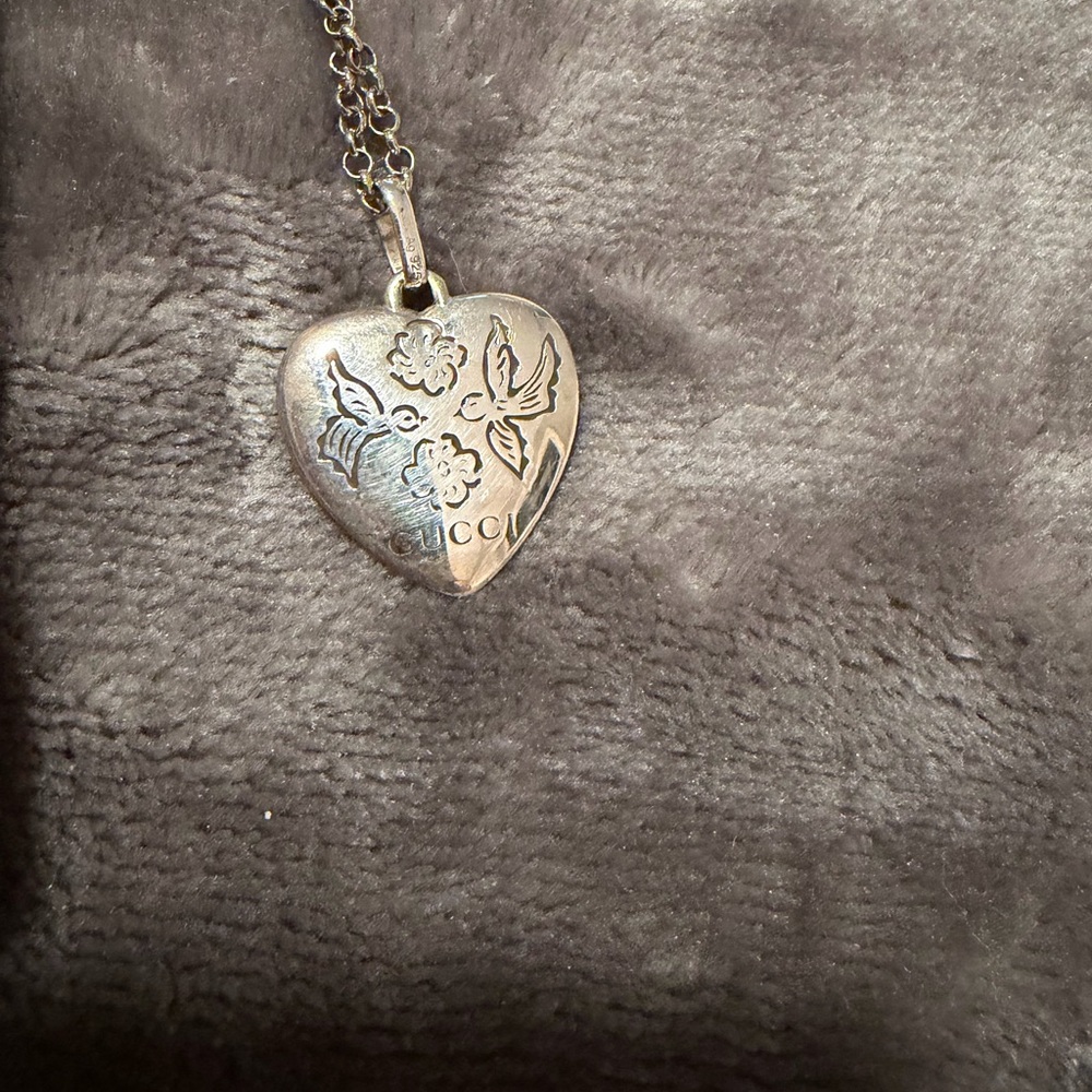 Gucci Silver Heart Charm Necklace